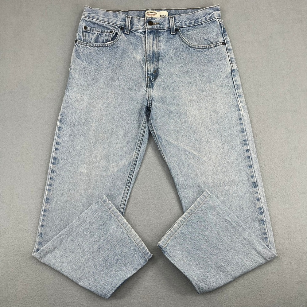 Levi Strauss Signature Mens Regular Fit Light Wash Blue Denim Jeans 33x32 Vtg